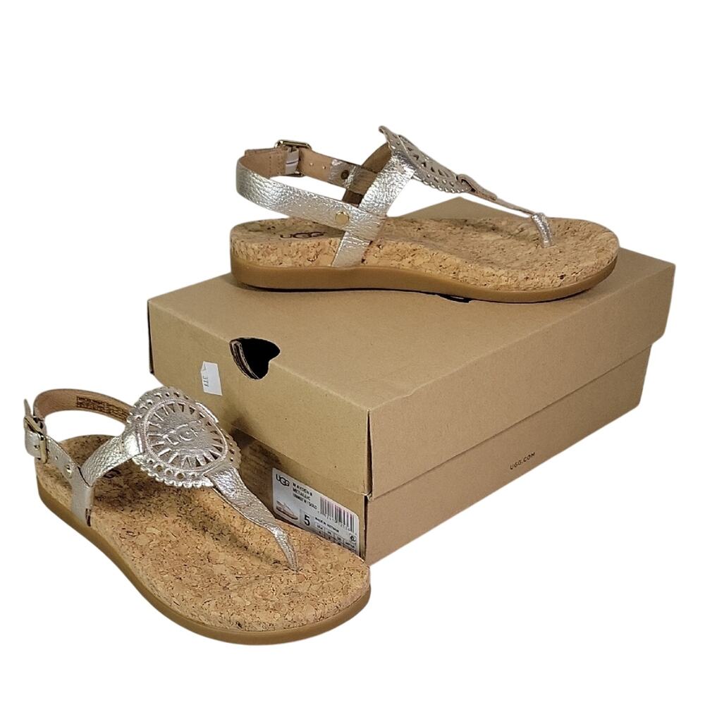 UGG Wayden II Metallic Gold Leather Sandals Womens Size 5 NEW